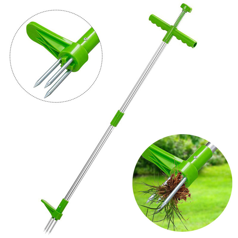 Gardening Tools Long - ポータブルロングハンドル付きガーデン芝刈り機,屋外庭用芝生ピンセット,草のルートプラー