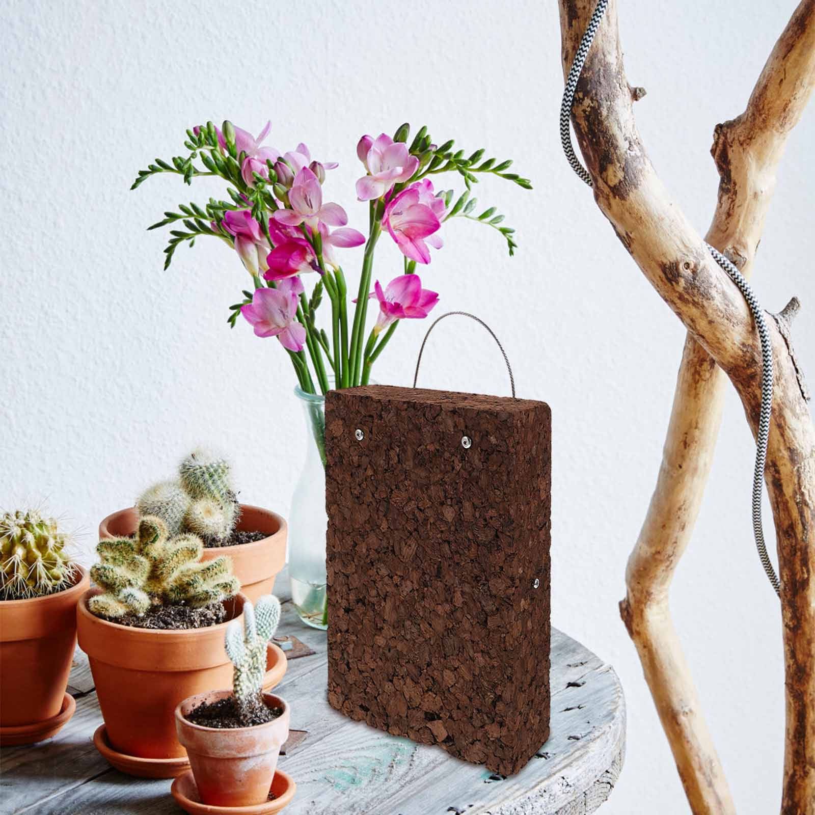 Vertical Wall Planter - 素朴な風合いのシダ取り付けボード、炭化コルク厚板壁掛けプランター 17x25x5cm 室内/屋外兼用 立型プランター 蘭用