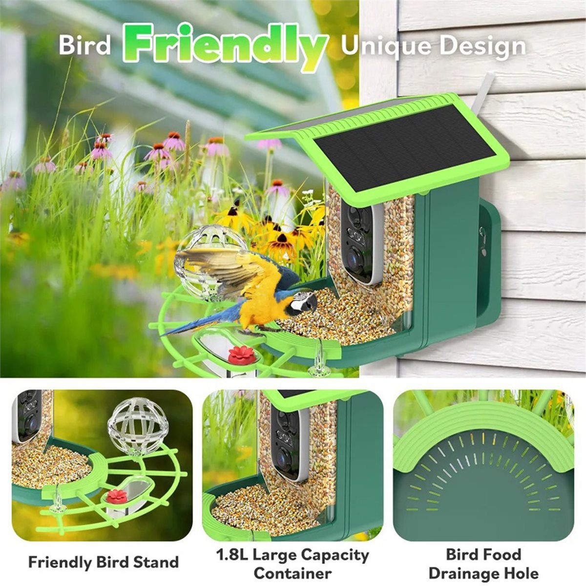 Gardening Tools Video - ABPPスマートバードフィーダーカメラ（AI種識別機能搭載、ソーラー電源、2.5K HDビデオ、動体検知機能付き）-屋外ガーデン用