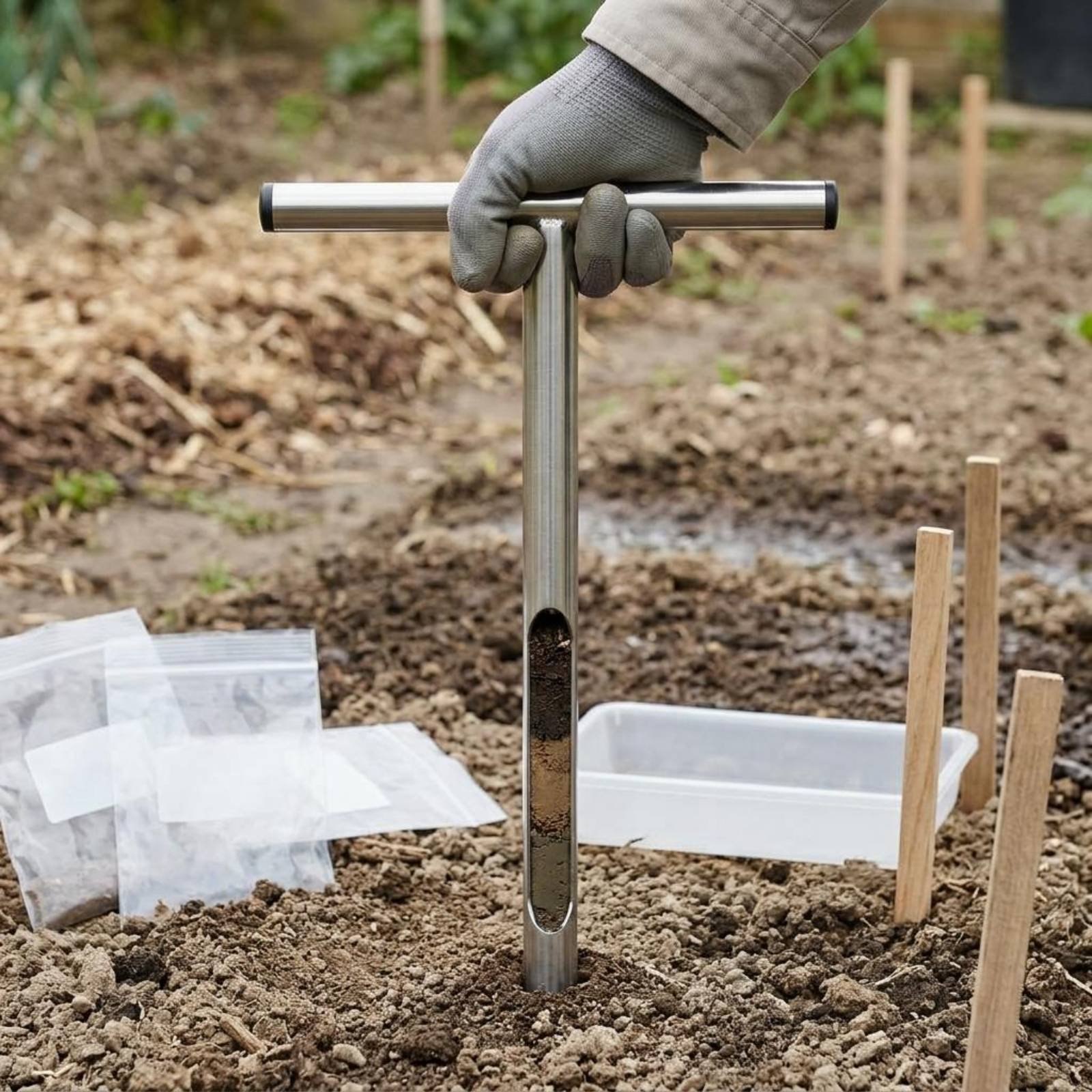 Gardening Tools Long - ステンレス鋼土壌サンプラー 使いやすい T ハンドル土壌サンプラー ガーデンツール 長持ちする高耐久性