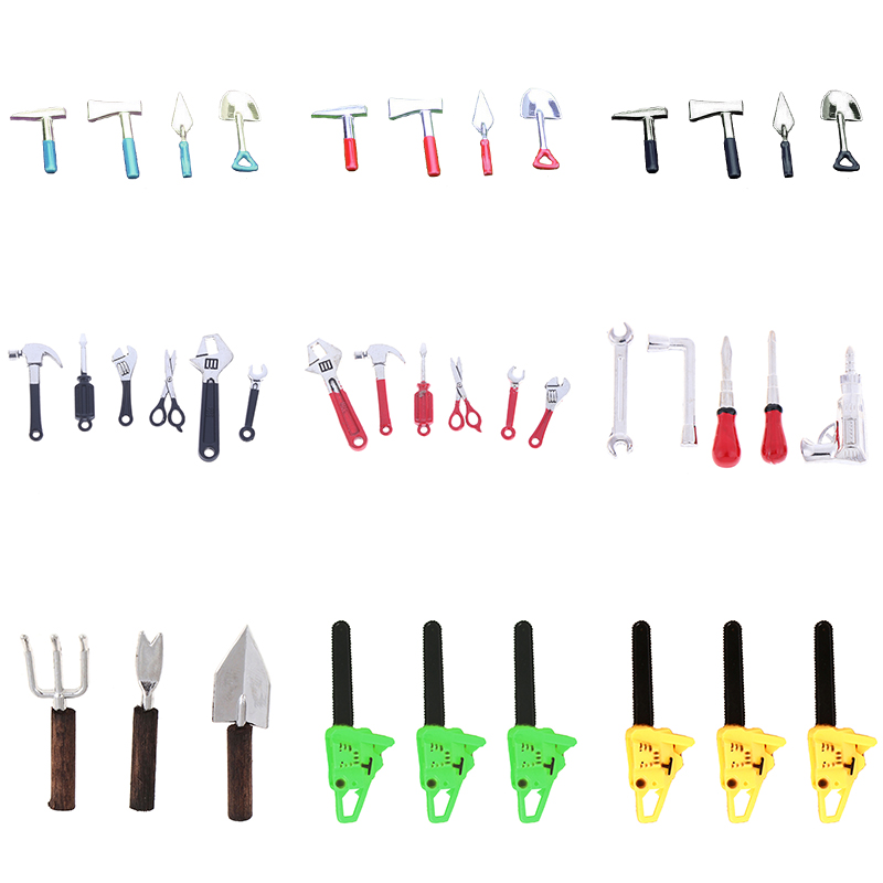 Gardening Tools Gift Set - 3/4/5/6本ドールハウスのミニチュア修理キットアクセサリーミニチュアハンマーレンチガーデンツールドールハウスの家具の装飾
