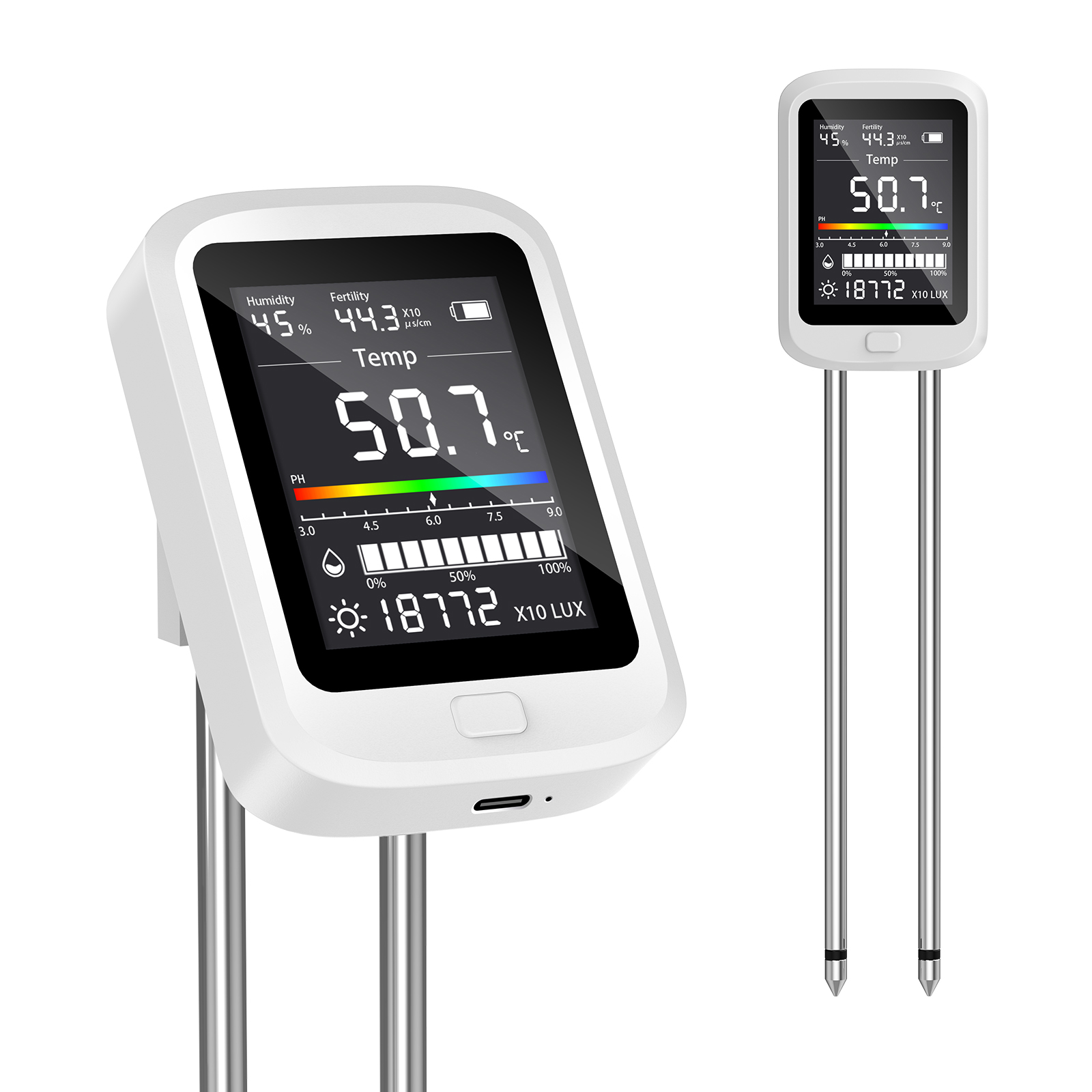 Moisture Meter Plant - 6in1土壌水分計、植物用湿度計、土壌水分、pH計、温度、日光、肥沃度、環境測定器