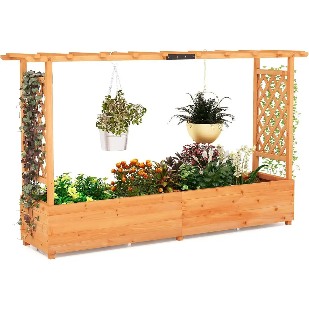 Hanging Planter Basket - 45個の高床式菜園（アーチ型トレリス、ハンギングバスケット、プランター、排水機能付き）、つる性植物用、屋外庭園装飾