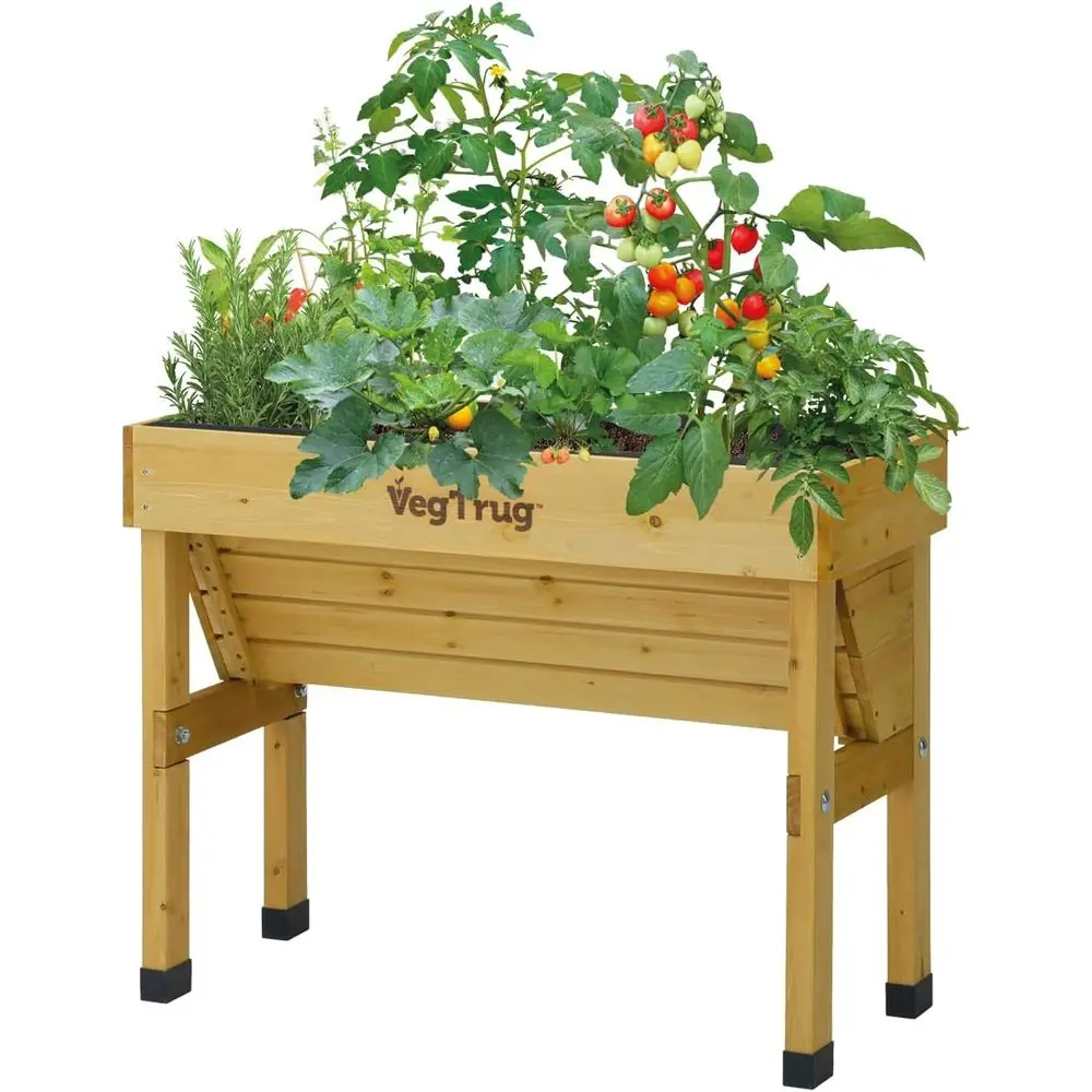 Vertical Wall Planter - 天然素材の小型1m壁掛け式ガーデンベッド - 省スペースの垂直プランター、屋外野菜、ハーブ、バルコニー、パティオ、中庭に最適