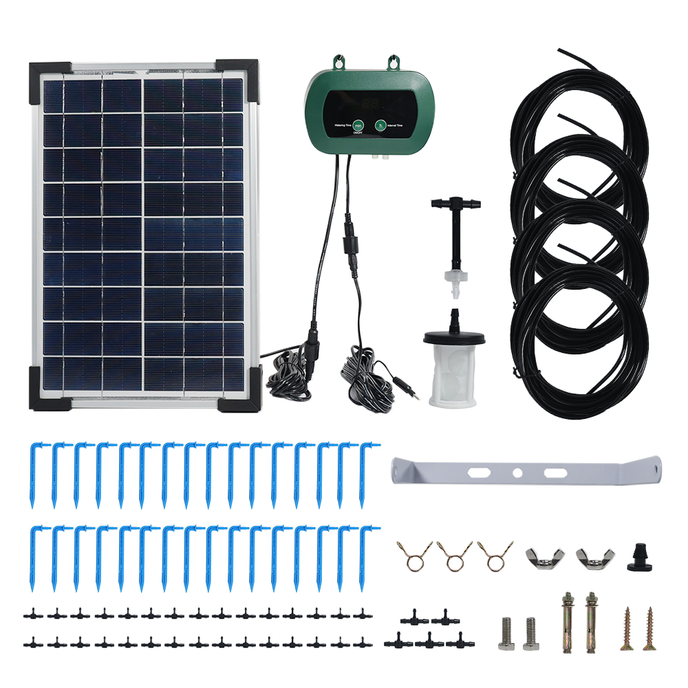 Hydroponic System - ソーラー水耕栽培装置 マイクロドリップポンプ ガーデン温室散水キット スマートコントローラー ドリッパー散水灌漑システム