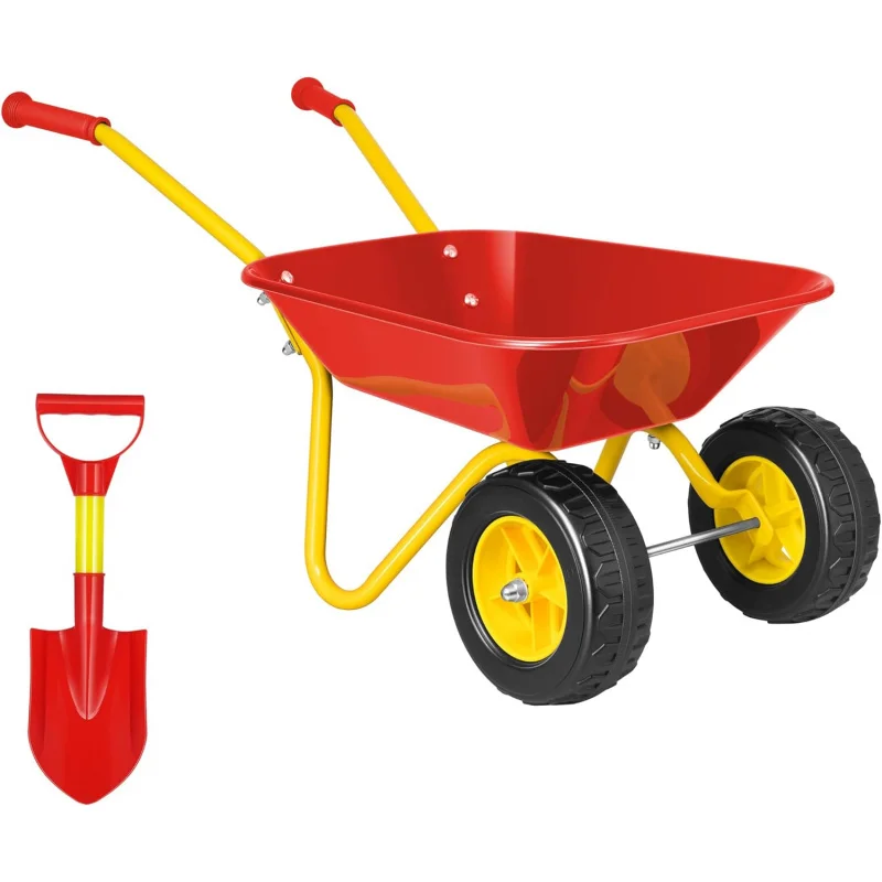 Gardening Tools Gift Set - 子供用手押し車 ガーデンカート 幼児用ガーデニングツールセット付き 子供用ホイールバケツ 屋内外用おもちゃ ギフト