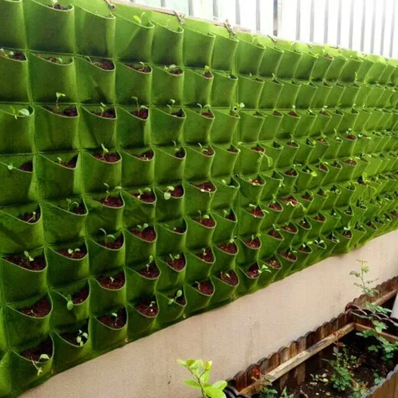 Vertical Wall Planter - 新しい壁掛けポケット植栽バッグ植木鉢家庭菜園成長バッグガーデンプランター垂直 Suculentas 植木鉢家の装飾