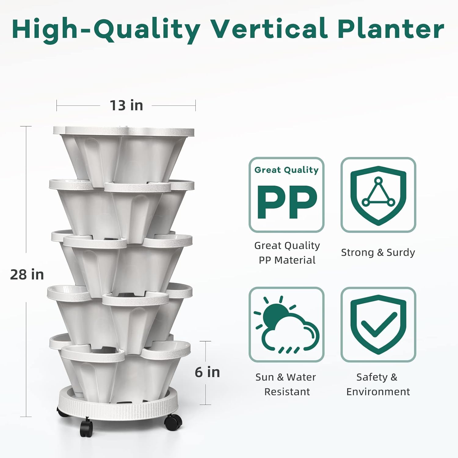 積み重ね可能なプラスチック植木鉢セット、垂直植木鉢、イチゴ苗 - Vertical Wall Planter のレビューと価格