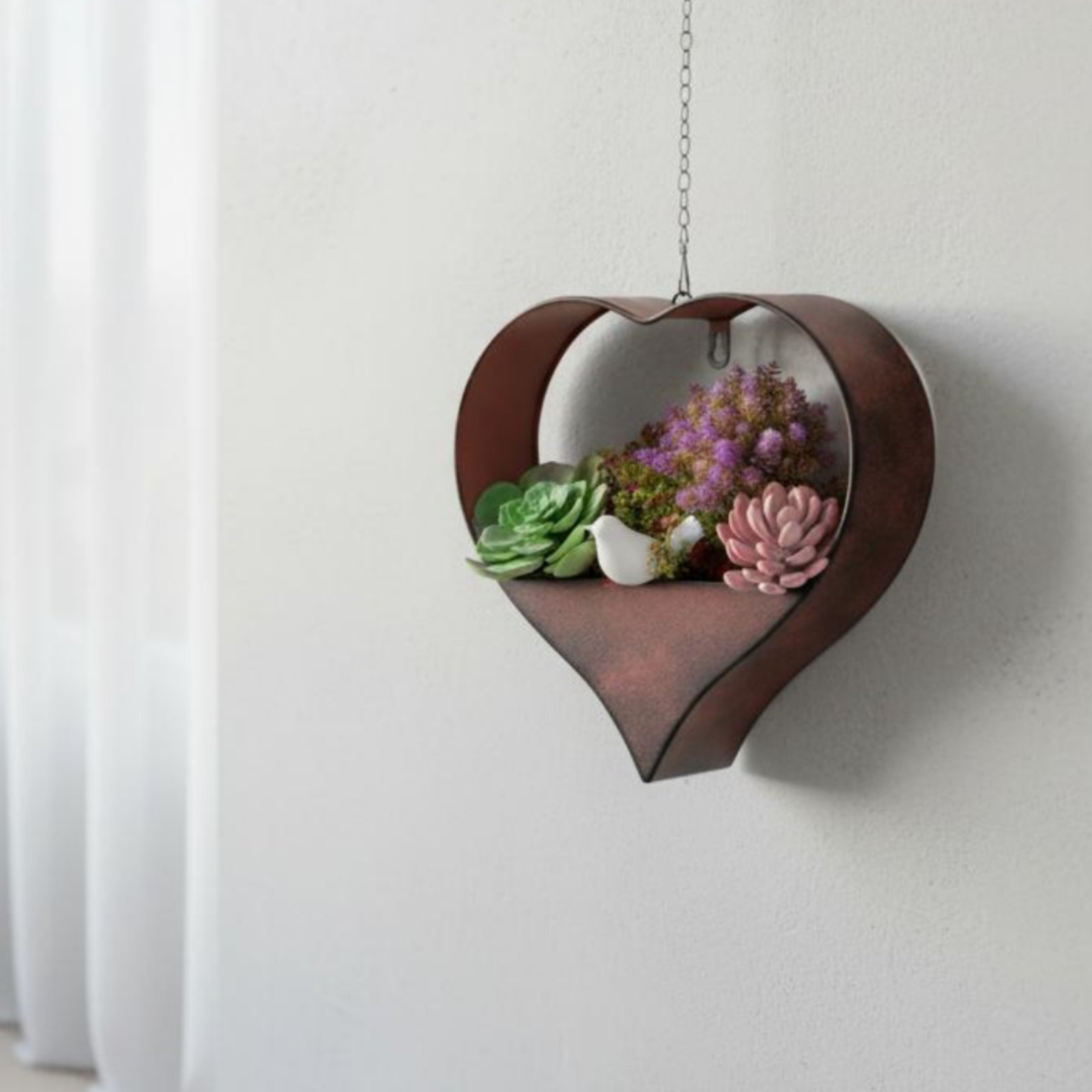 ハート型の金属製プランター、壁掛け式鉄製フラワーポット、素朴 - Hanging Planter Basket のレビューと価格