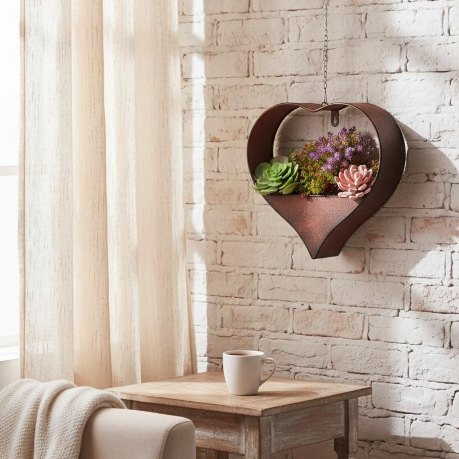 ハート型の金属製プランター、壁掛け式鉄製フラワーポット、素朴 - Hanging Planter Basket のレビューと価格