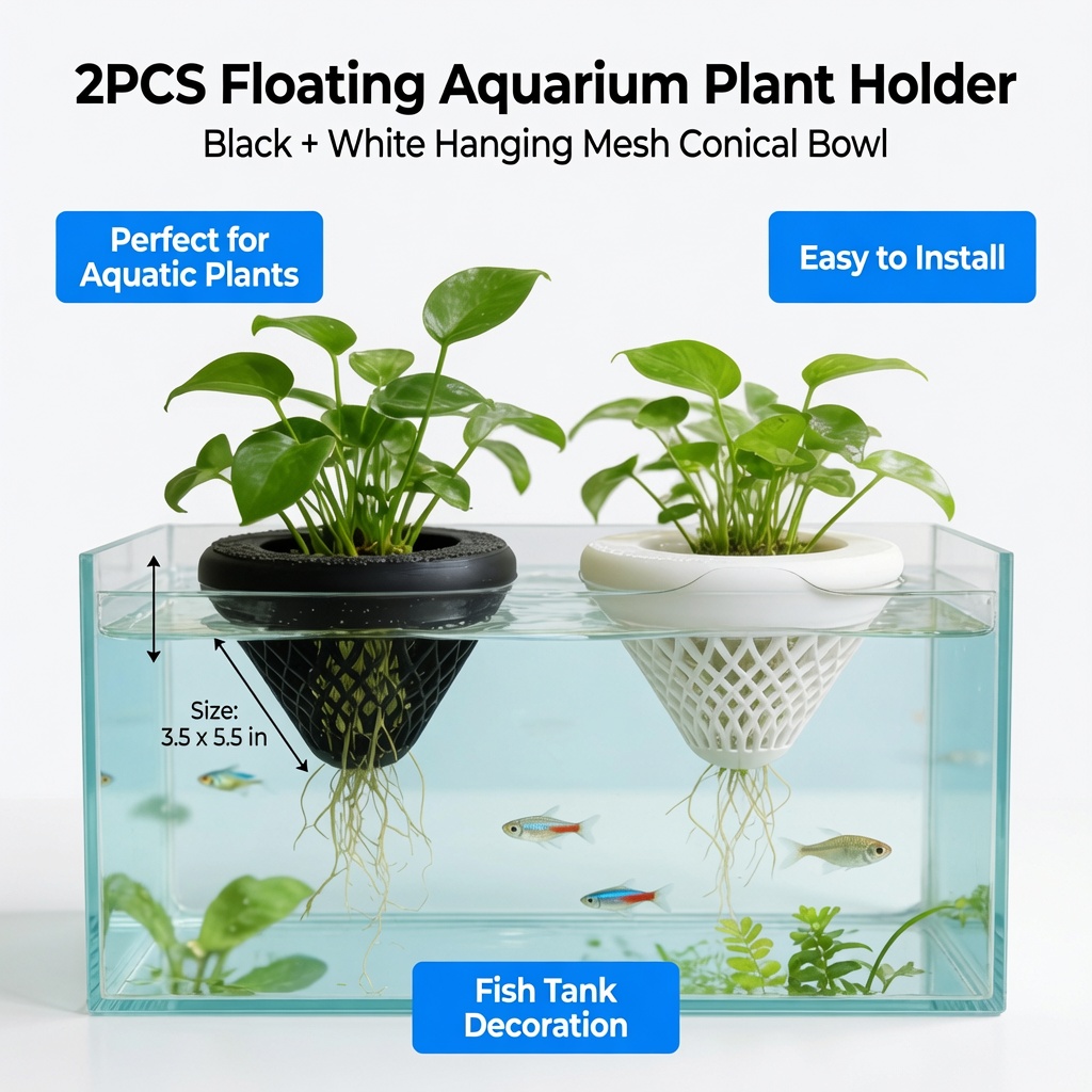 2個入りフローティングアクアリウムプラントホルダー、水槽用吊 - Hanging Planter Basket のレビューと価格