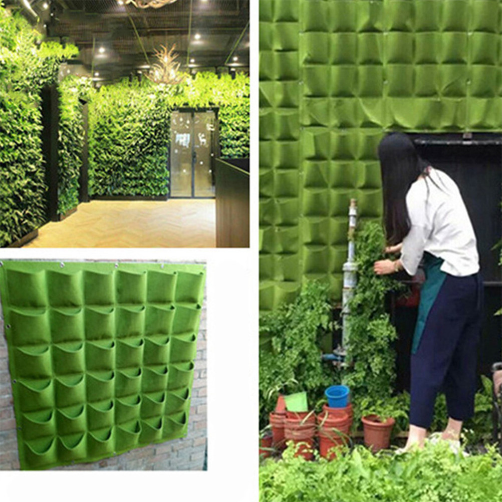 1個入りフェルト製壁掛け植栽バッグ、12ポケット、省スペース - Vertical Wall Planter のレビューと価格
