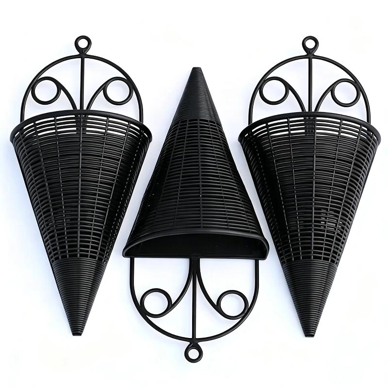 吊り下げ式コーン型ウォールプランターバスケット、模造ラタン製 - Hanging Planter Basket のレビューと価格