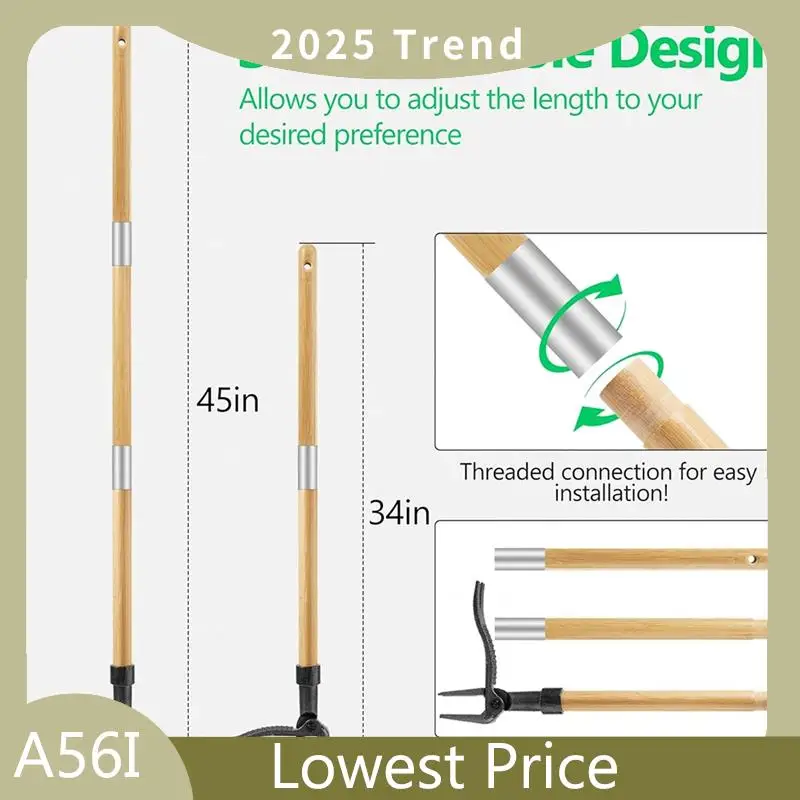 46インチの雑草抜きツール、長いハンドルと竹製グリップ、4本 - Gardening Tools Long のレビューと価格