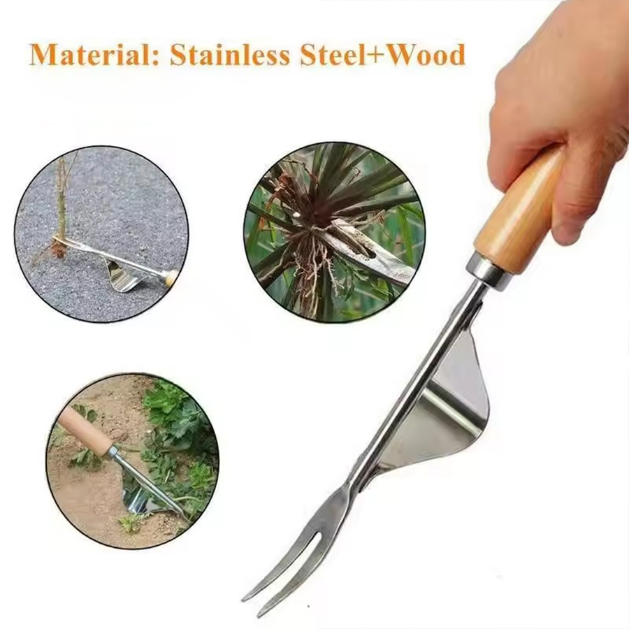 手持ち除草ツール ステンレス鋼製 木製ハンドル付き 手動除草 - Gardening Tools To Remove Weeds のレビューと価格