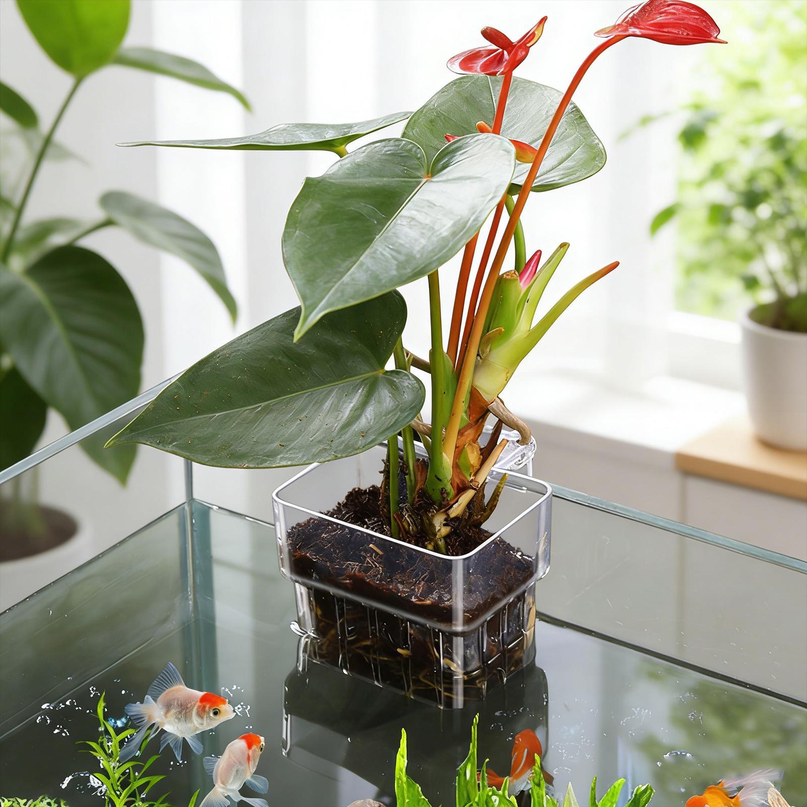 水槽植物バスケット透明水槽吊り下げ装飾ポット水生植物ホルダー - Hanging Planter Basket のレビューと価格
