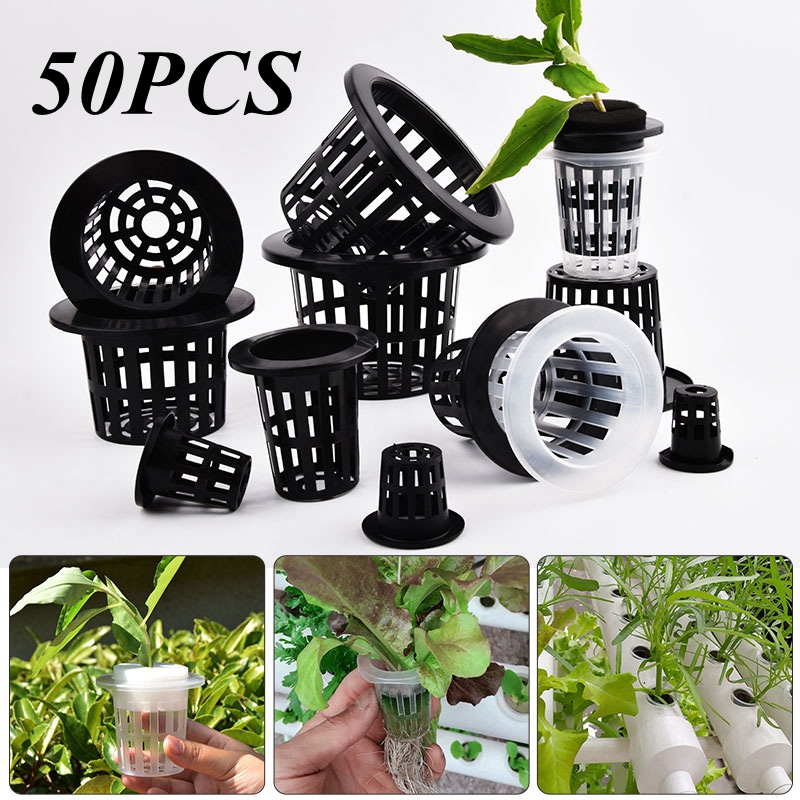 50個入り黒白土を使わないメッシュ植物育成ポット、ネットバス - Hanging Planter Basket のレビューと価格