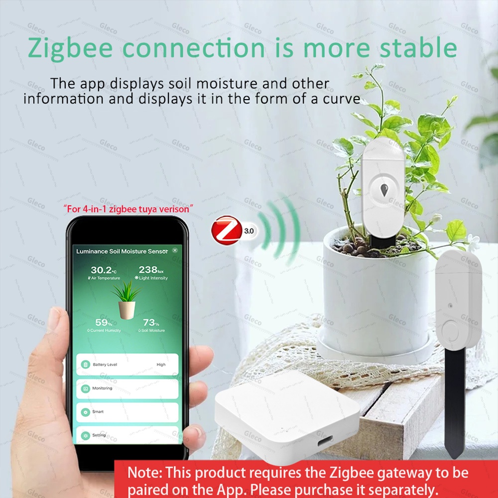 Zigbee 土壌水分センサーメーター温度湿度肥沃度光テスタ - Moisture Meter Plant のレビューと価格