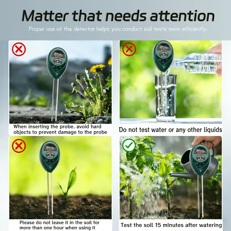 3-in-1土壌テスター（水分、PH、光測定器）– バッテリ - Moisture Meter Plant のレビューと価格