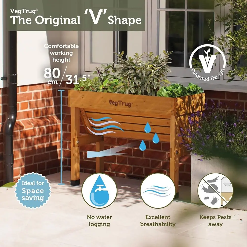 天然素材の小型1m壁掛け式ガーデンベッド - 省スペースの垂 - Vertical Wall Planter のレビューと価格